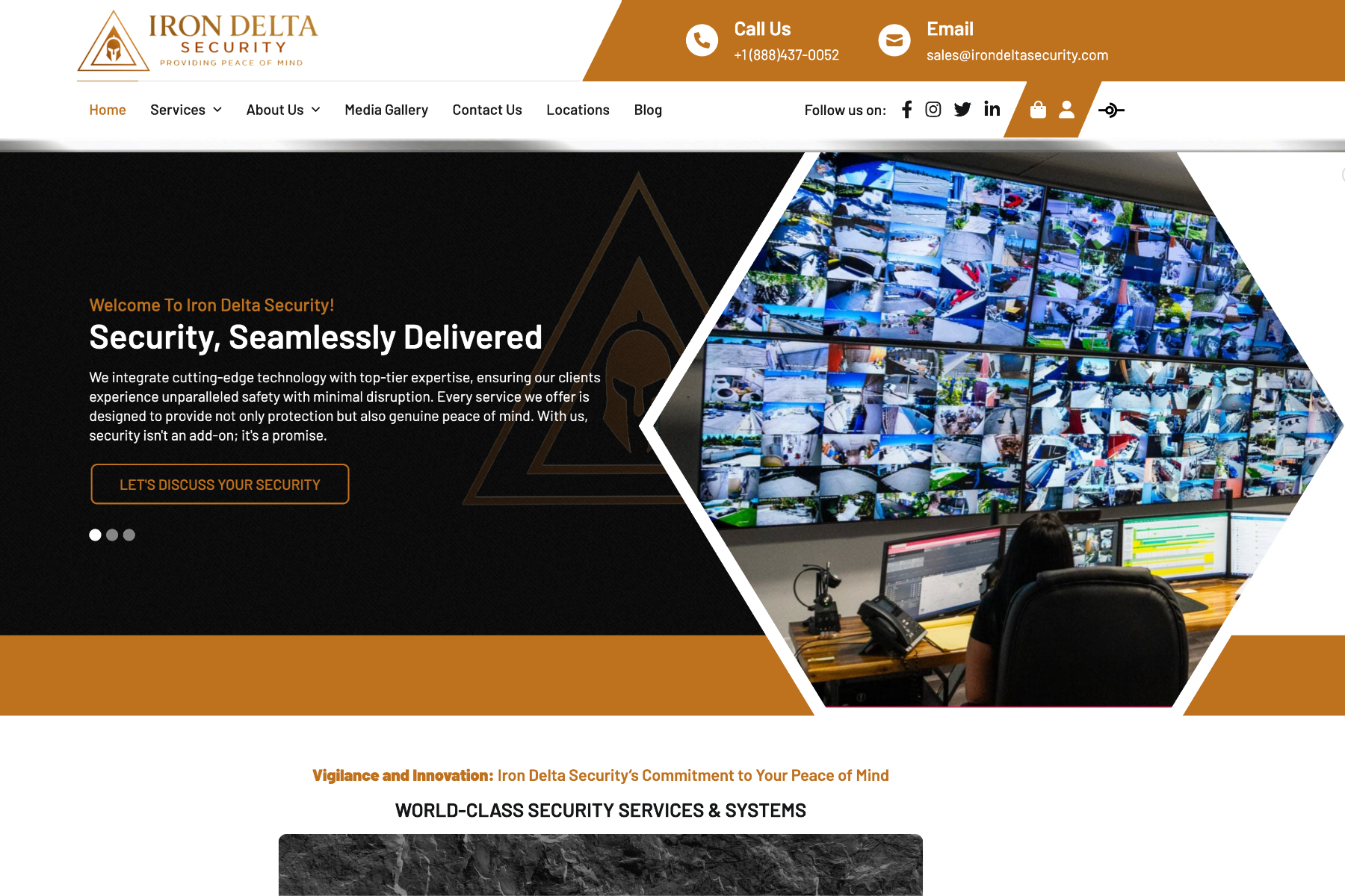 Identidad de marca, logo y sitio web de Iron Delta mostrados juntos.