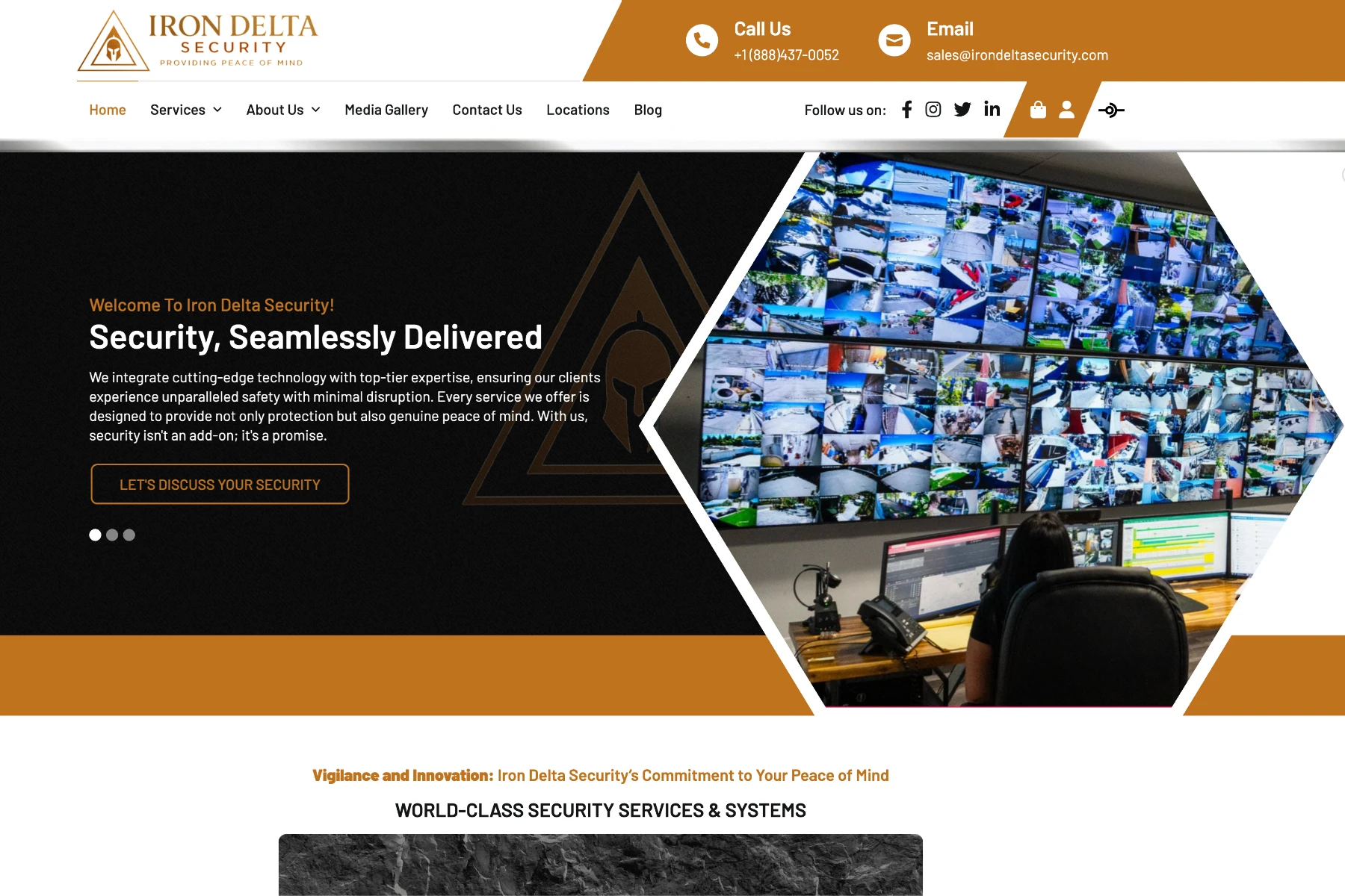 Identidad de marca, logo y sitio web de Iron Delta mostrados juntos.